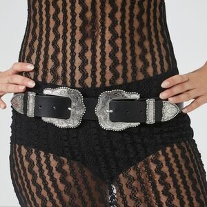 Western Etched Dual-Buckle Belt